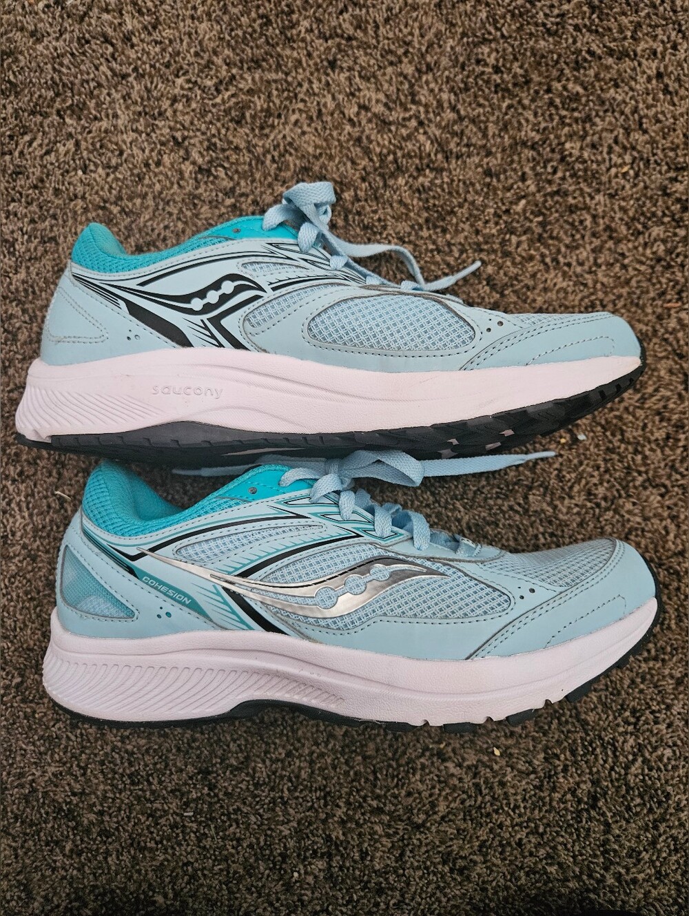 Saucony Cohesion 14 Women's Light Teal Mesh Running Shoes Size 8